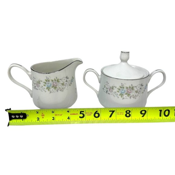 Carlion Fine China Creamer And Sugar Bowl with Lid Set Corsage #481 Japan Floral - Picture 13 of 14